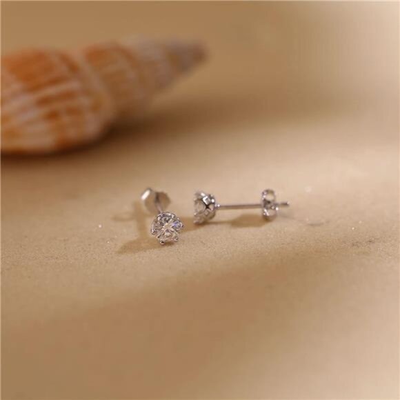 Moissanite Stud Earrings 2-4ct G H I Color 925 Sterling Silver White Gold Plated - Picture 4 of 8